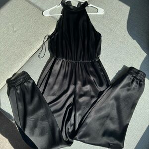 Alice + Olivia Dede Black High Neck Cargo Jumpsuit Size 4